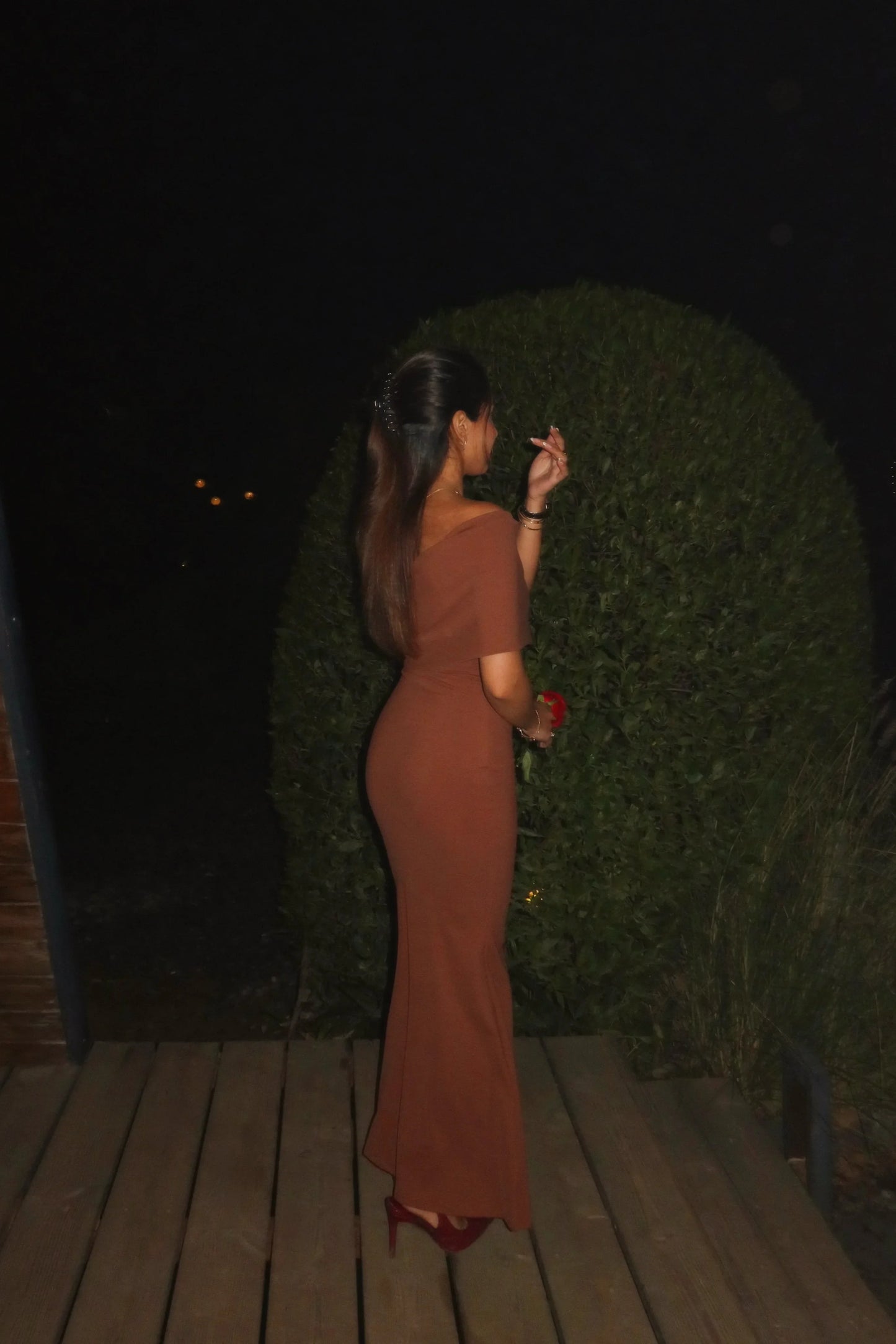 Caramel One Shoulder Dress