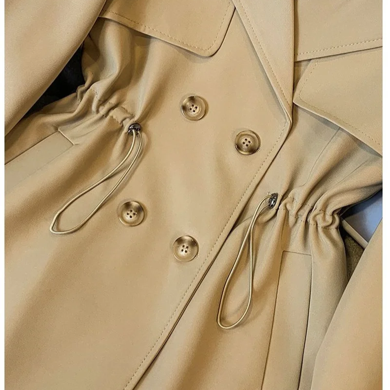 Glanzes - Korte Trenchcoat Dames met Taillekoord en Manchetten met Riem