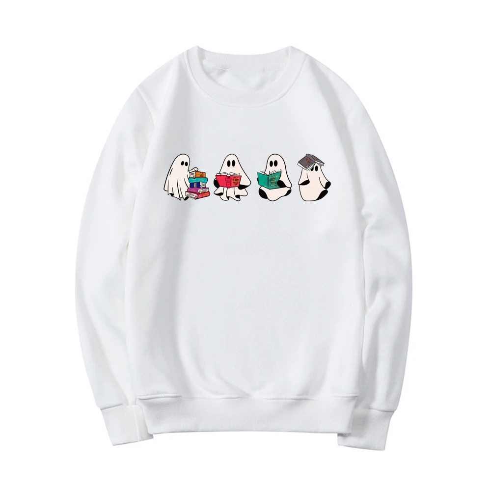 Prachty - Comfortabele Sweatshirt met Schattige Geest Lezen Print – Dames Trui