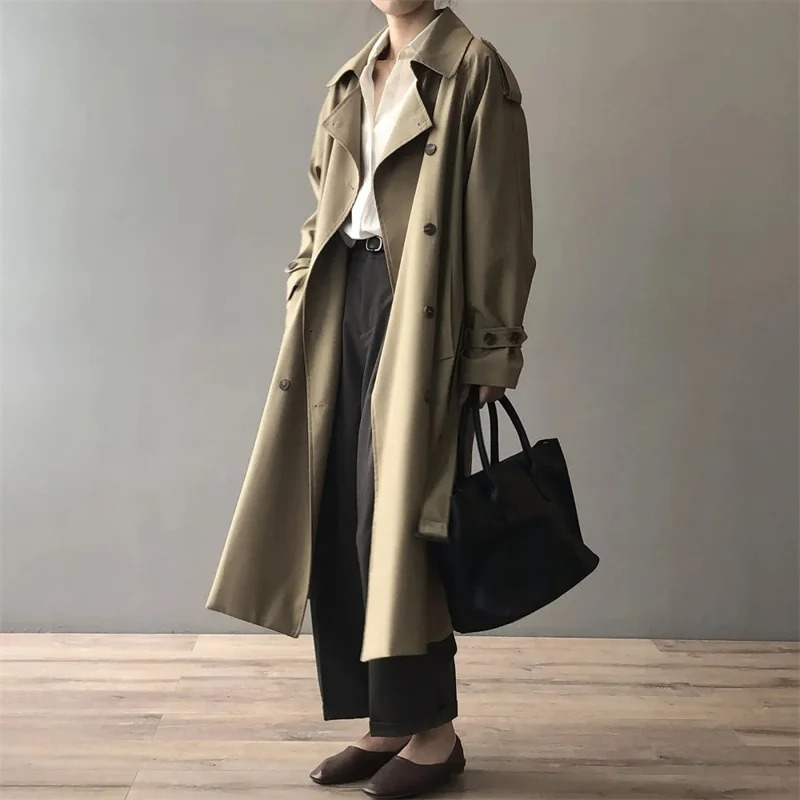 Eleganz - Klassieke Lange Trenchcoat voor Vrouwen - Trenchcoat met Ceintuur Dames