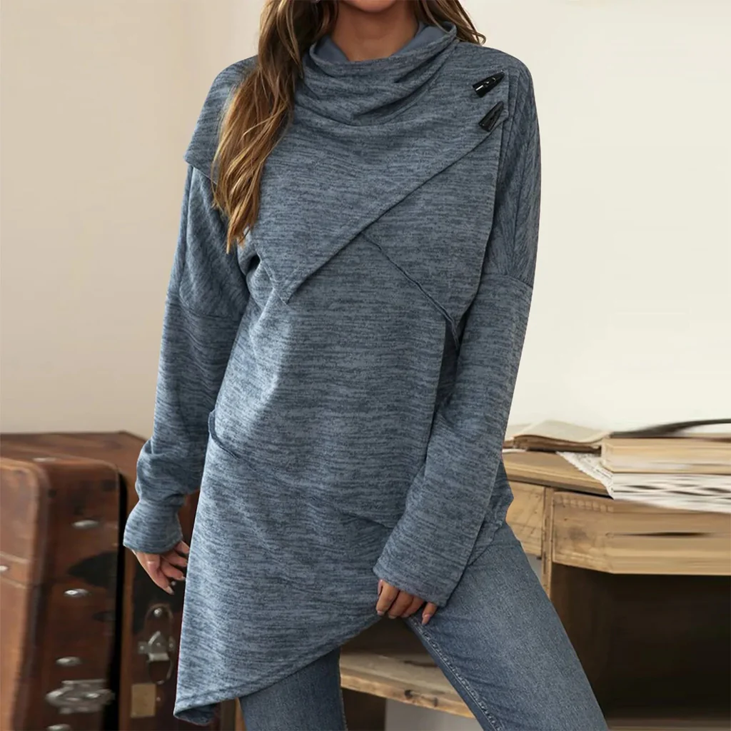 Warmiss - Dames Asymmetrische Coltrui, Lange Mouwen, Stijlvolle Pullover