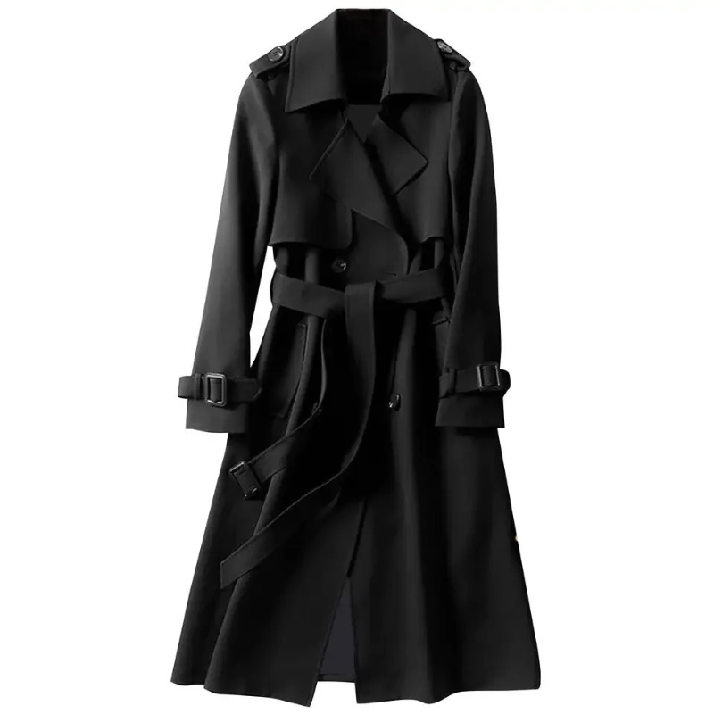 Stylina -  Lange Dubbelrijige Trenchcoat voor Vrouwen - Elegante Trenchcoat met Ceintuur Dames