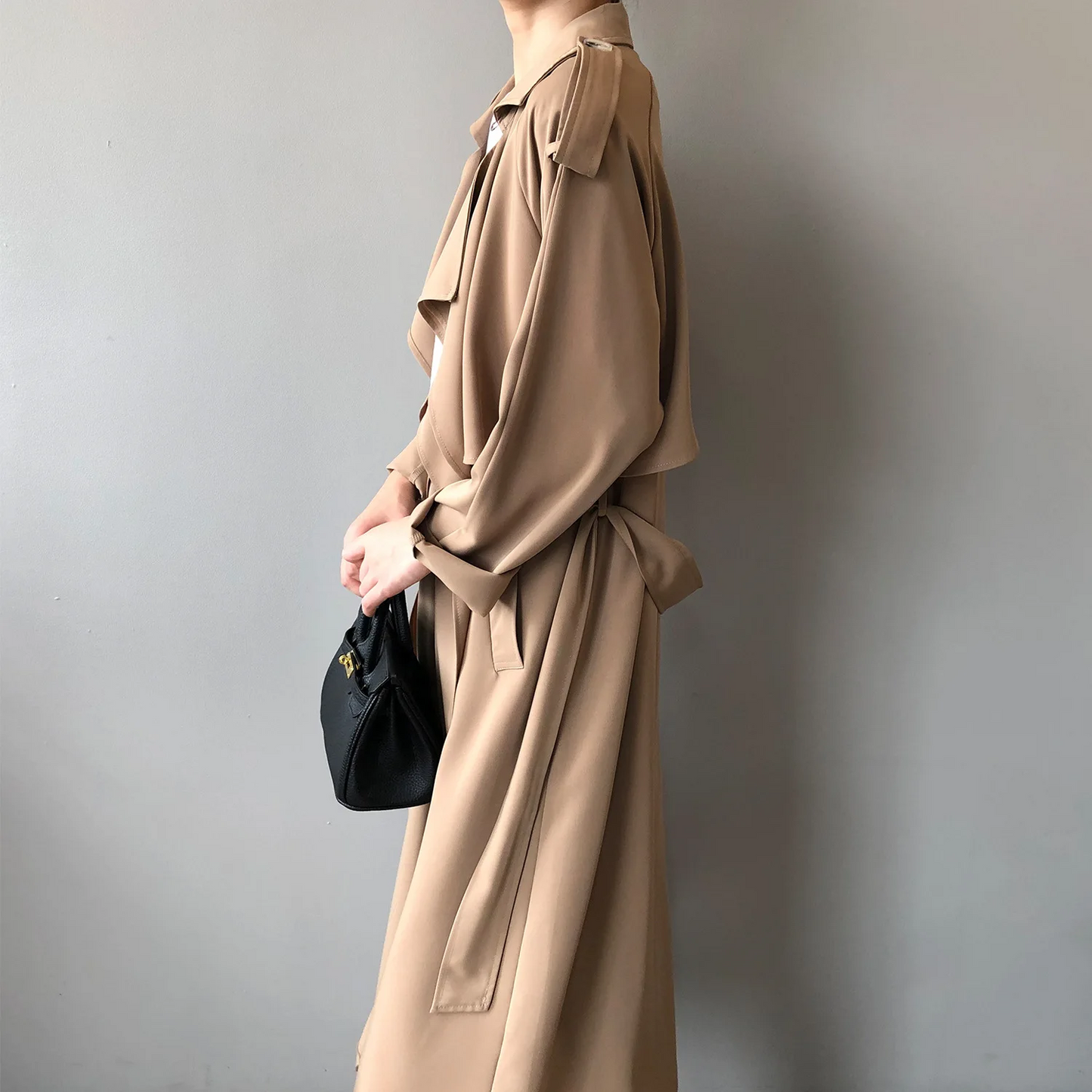 Stijlin - Lichte Trenchcoat Dames, Open Voorkant, Lange Casual Damesjas