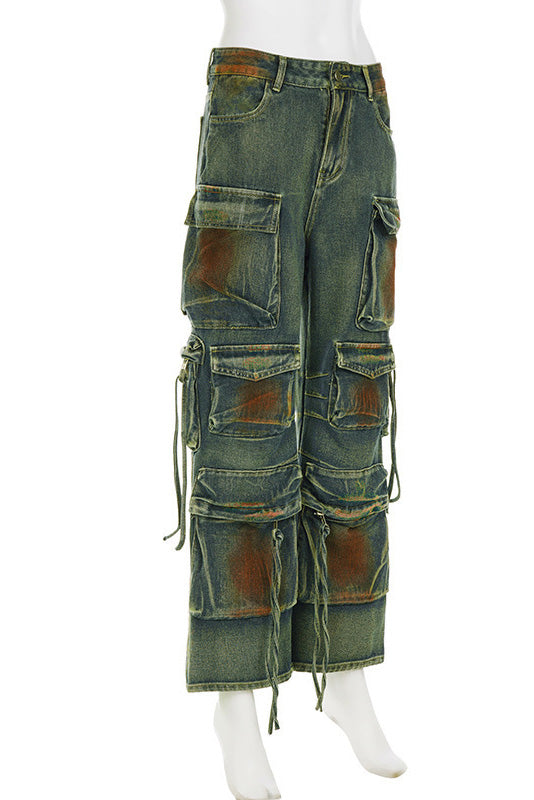 Trendy Contrast Denim Pants