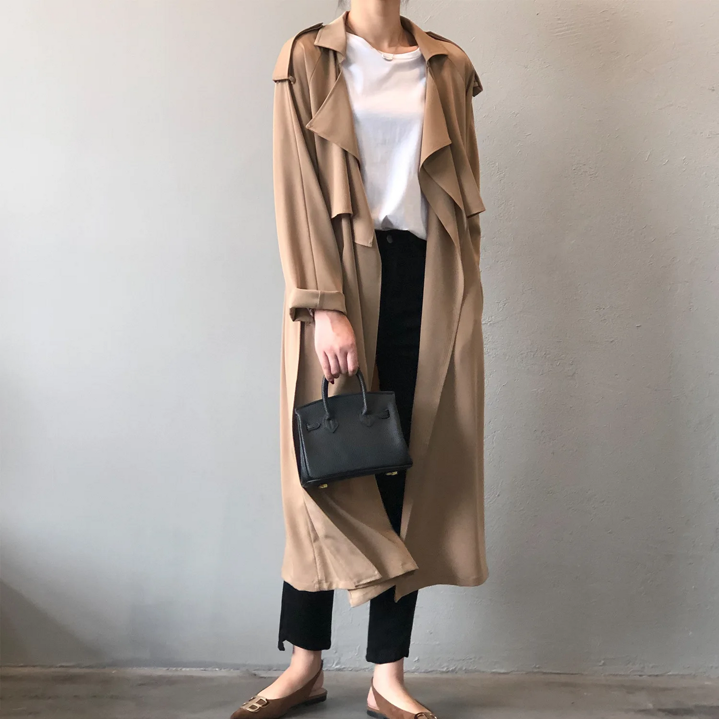 Stijlin - Lichte Trenchcoat Dames, Open Voorkant, Lange Casual Damesjas