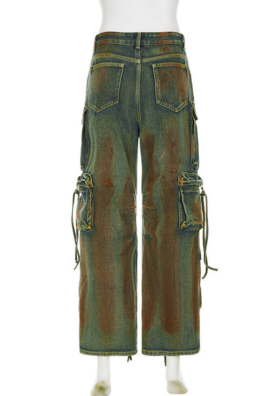 Trendy Contrast Denim Pants