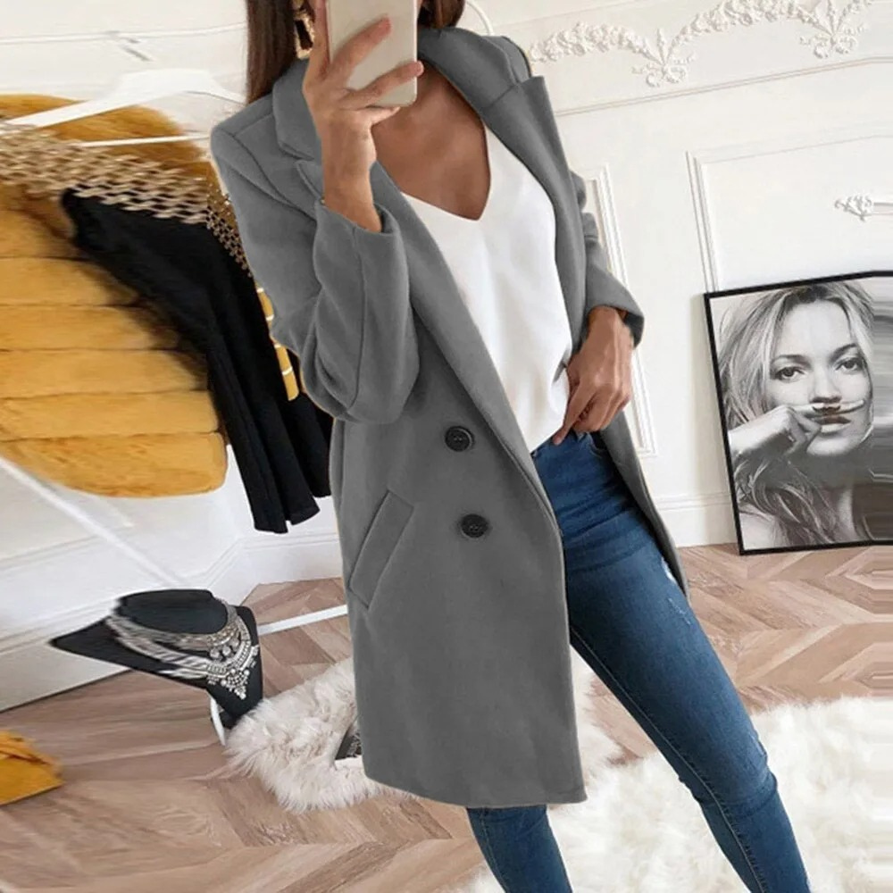 Koeleja - Chique Trenchcoat Dames met Getailleerd Silhouet en Knoopsluiting