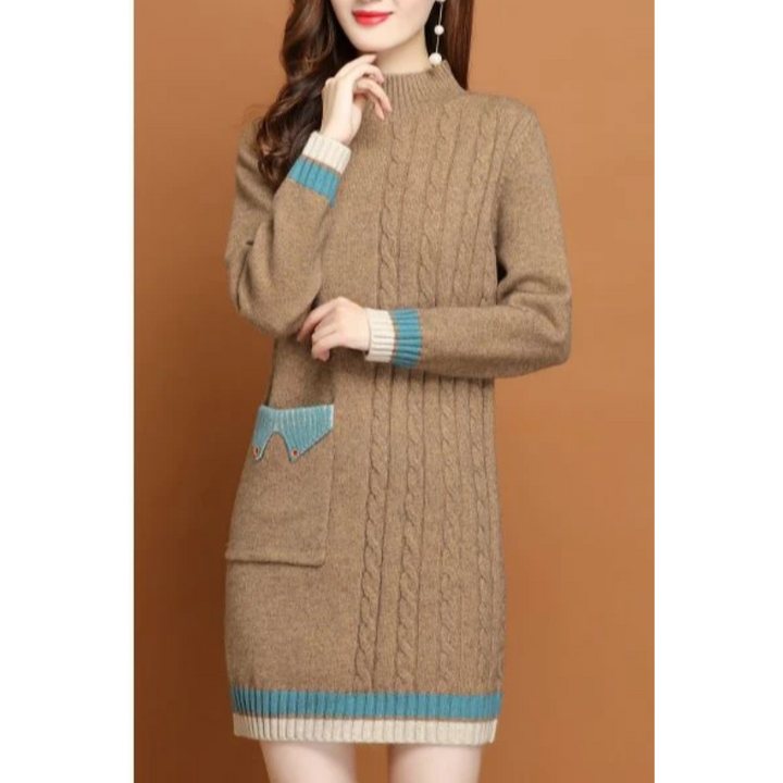 MoaLina - Sweater Midi-Jurk Gebreid Dames