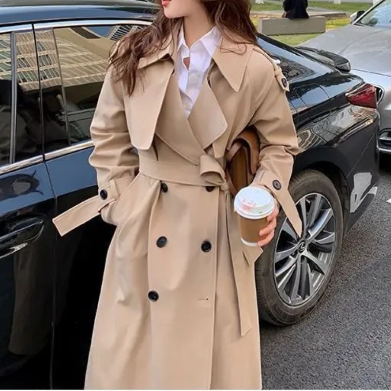 Vintjas -  Lange Trenchcoat met Ceintuur voor Vrouwen - Elegante Trenchcoat Dames