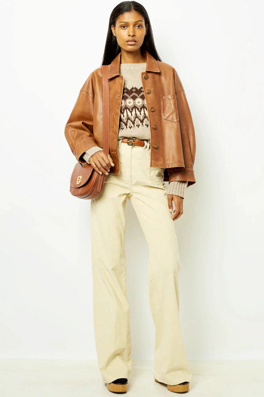 Minimalist Boxy Leather Short Jacket
