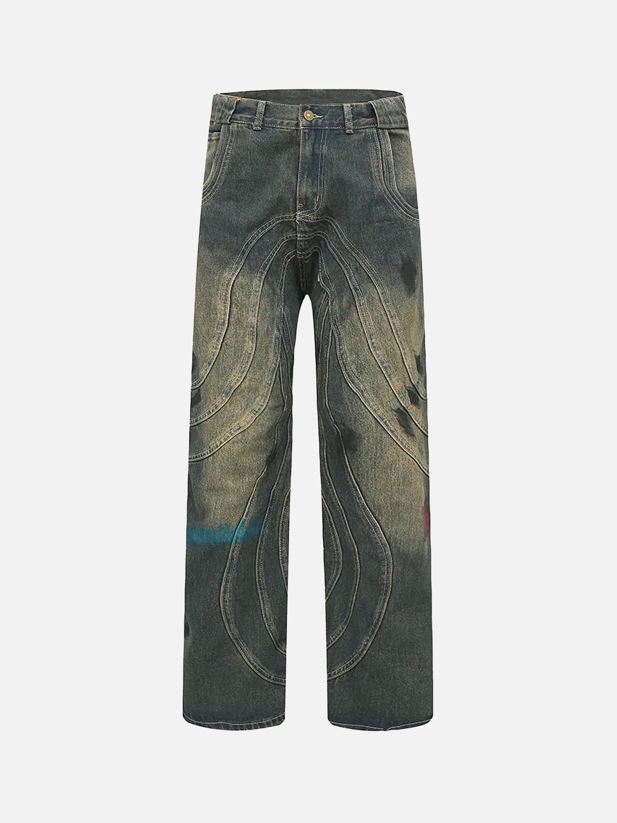 Amerigo | Heren vintage baggy straatjeans met golvende lijnen