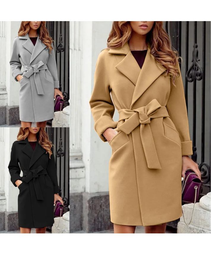 Schoona - Stijlvolle Trenchcoat Dames met Ceintuur en Reverskraag