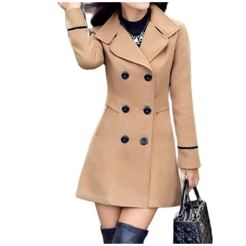 Tassily - Elegante Trenchcoat Dames met Dubbele Rij Knopen en Slim Fit