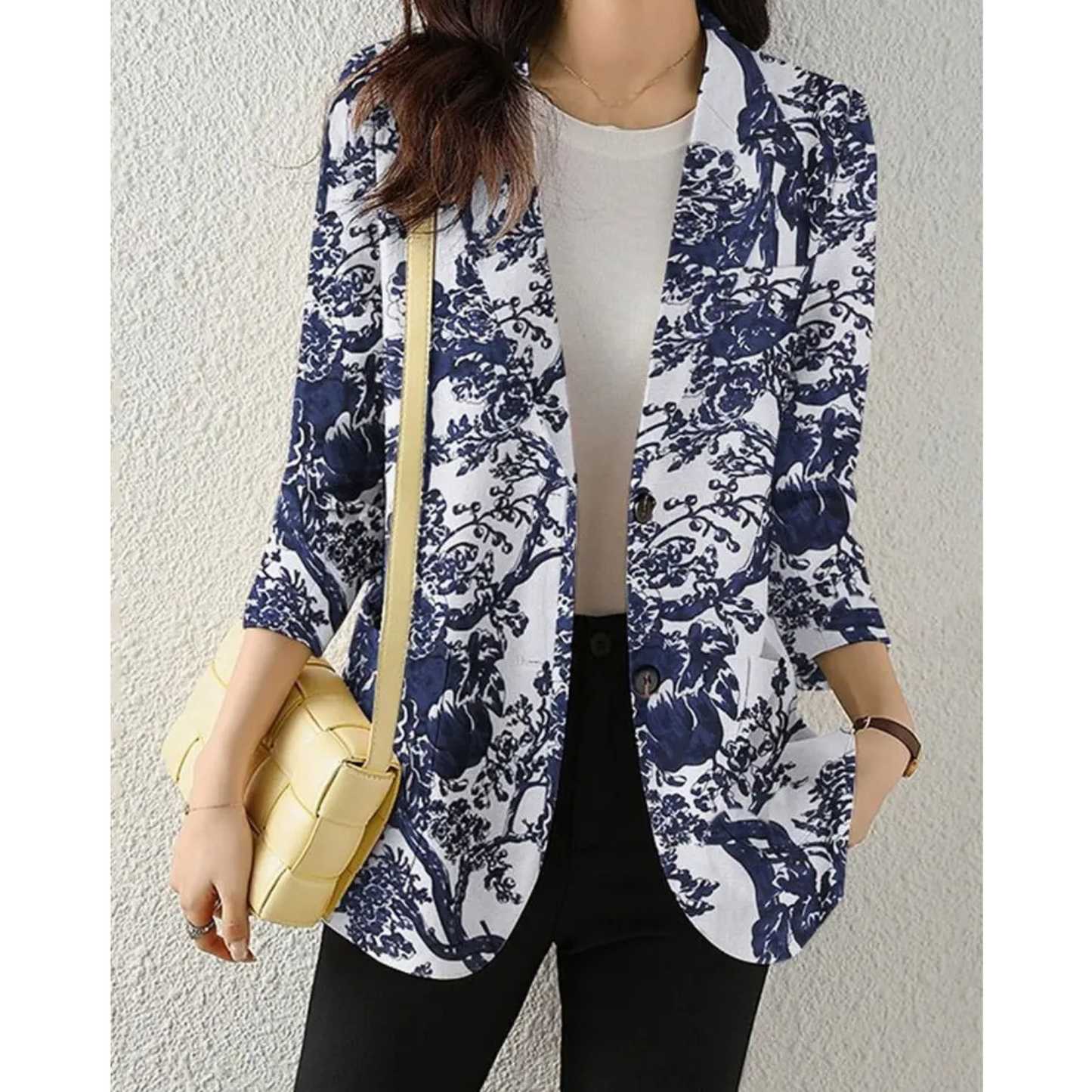 MODA Retro bedrukte dames blazer, casual lange mouw bloemen outerwear