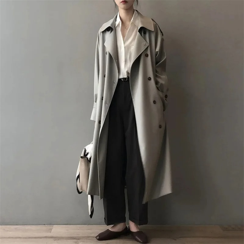 Eleganz - Klassieke Lange Trenchcoat voor Vrouwen - Trenchcoat met Ceintuur Dames