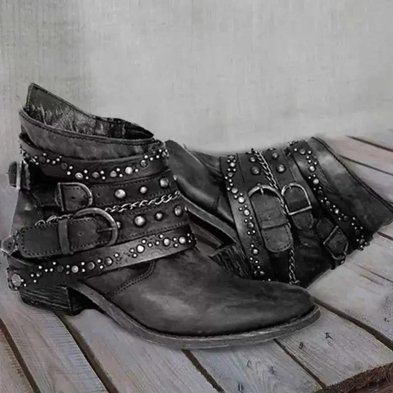 Gloeit - Enkelboots met Gespriempjes & Studs - Cowboy Laarzen Dames