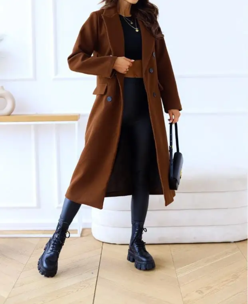 Modejas - Elegante Lange Trenchcoat Dames, Dubbel Geknoopt, Getailleerde Damesjas