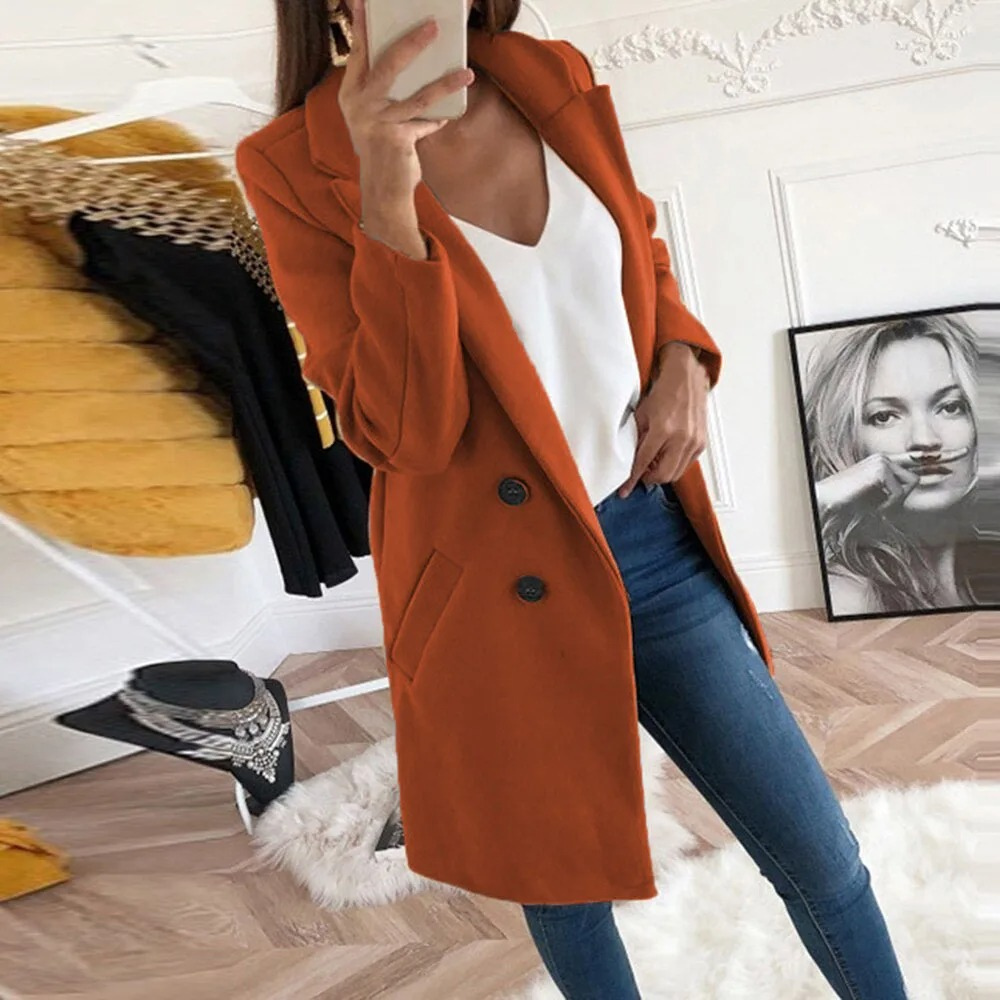 Koeleja - Chique Trenchcoat Dames met Getailleerd Silhouet en Knoopsluiting