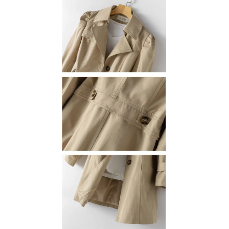 Elegant - Klassieke Trenchcoat Dames met Knoopsluiting en Ceintuur, Lange Mouw