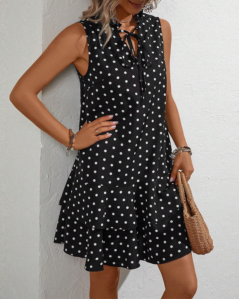 Mouwloze Polka Dot Jurk