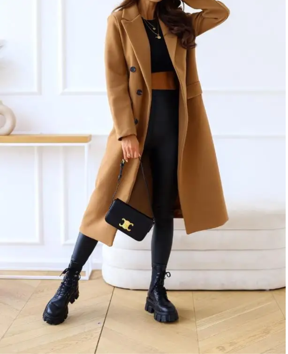 Modejas - Elegante Lange Trenchcoat Dames, Dubbel Geknoopt, Getailleerde Damesjas