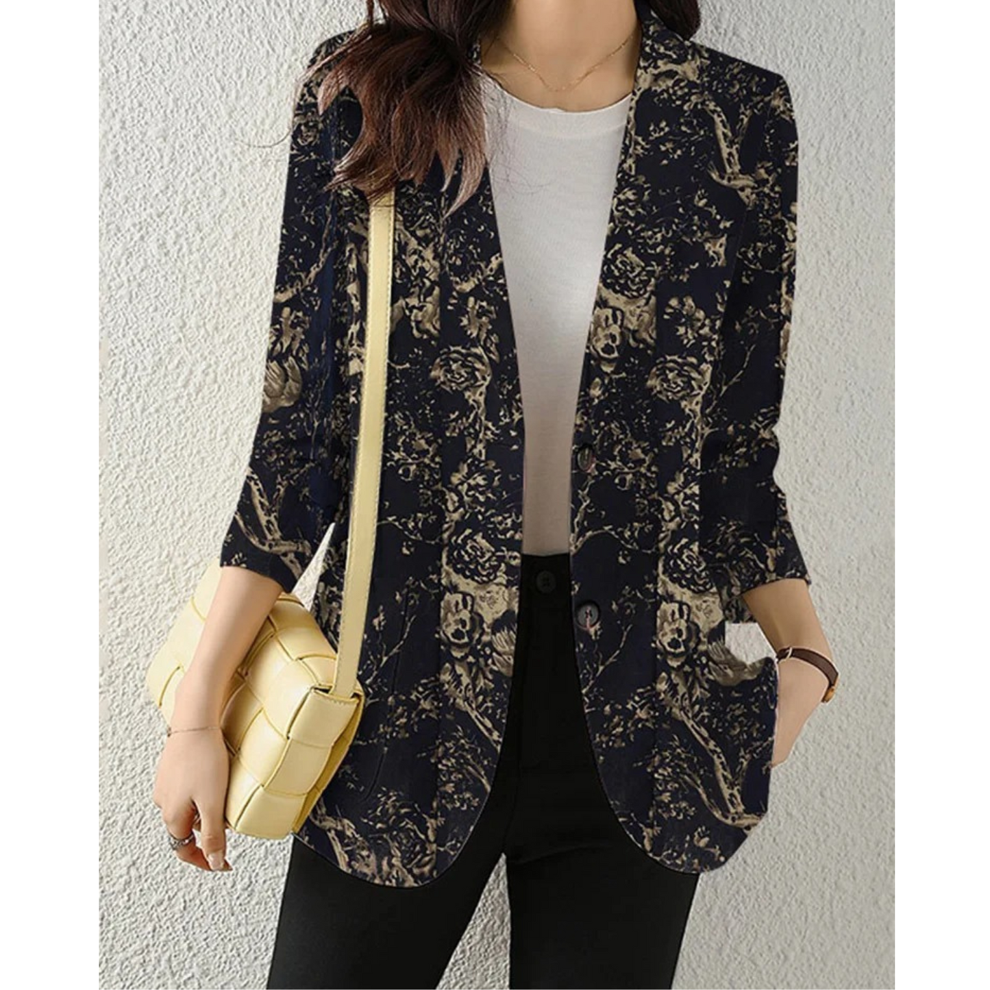 MODA Retro bedrukte dames blazer, casual lange mouw bloemen outerwear