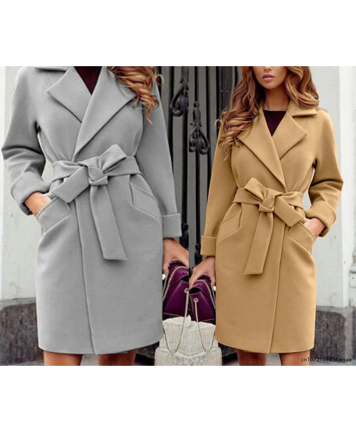 Schoona - Stijlvolle Trenchcoat Dames met Ceintuur en Reverskraag