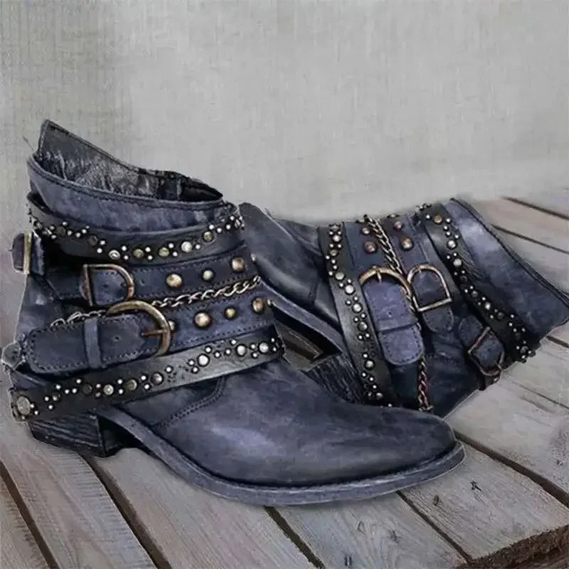 Gloeit - Enkelboots met Gespriempjes & Studs - Cowboy Laarzen Dames