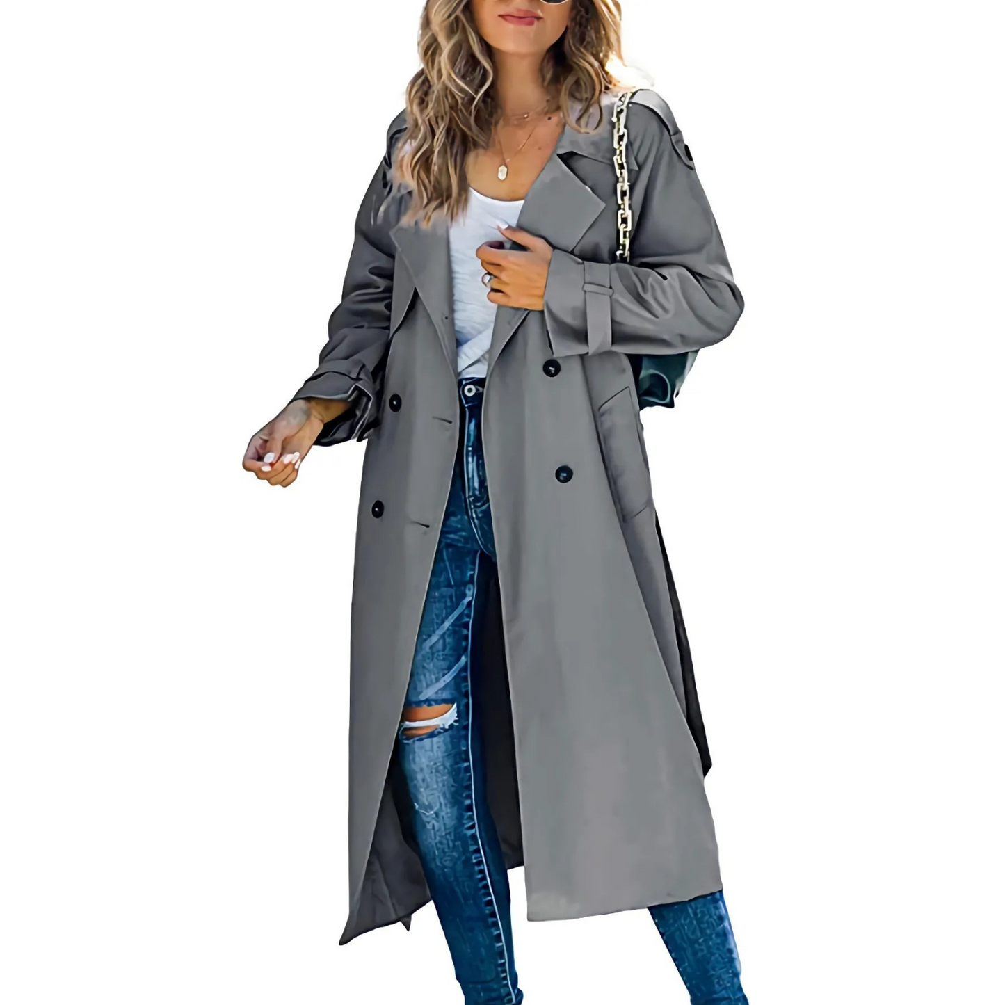 Esme casual trenchcoat met effen kleuren