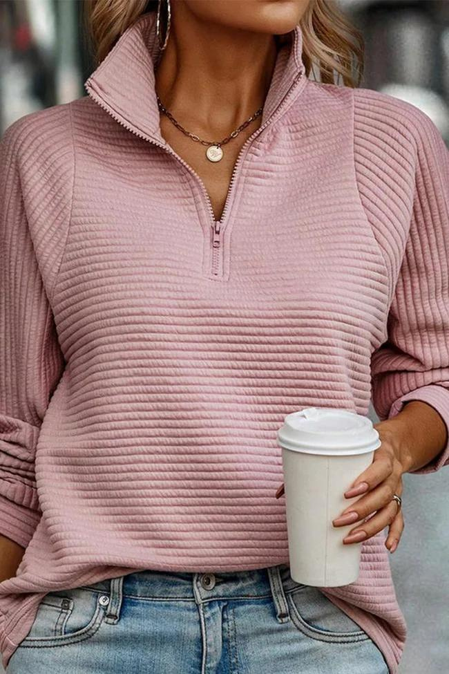 Knitwin - Dames Casual Geribde Trui met Rits – Gezellige Hoge Hals Pullover