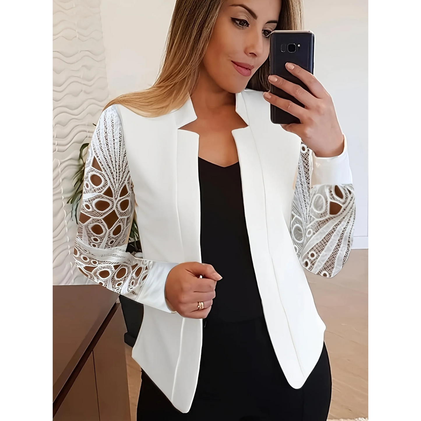 MODA witte slim fit korte dames blazer