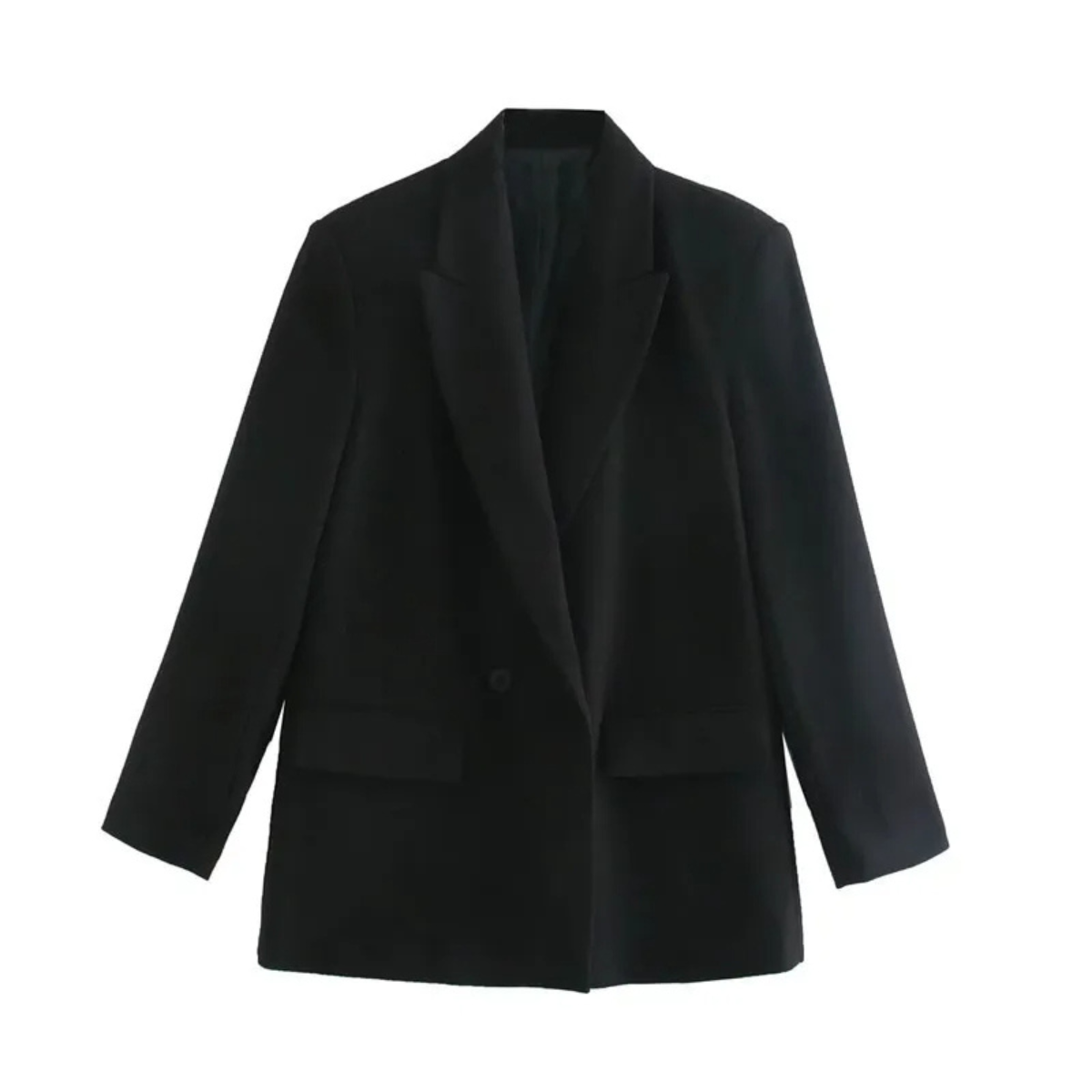 Volwena - Oversized Lange Dames Blazer met Reverskraag en Klepzakken