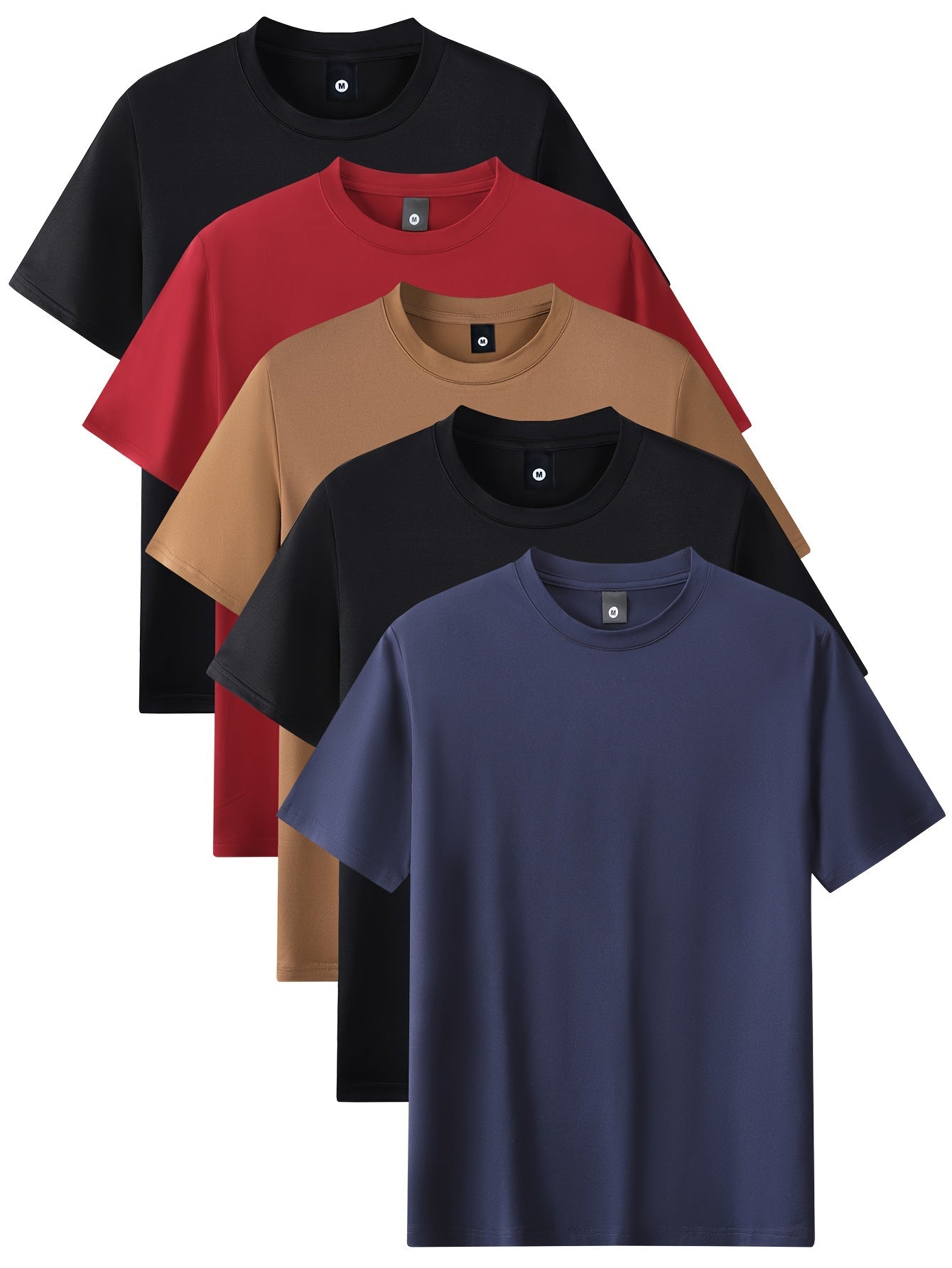 Niels | 5-delig heren sport T-shirt met comfortabele stretch ronde hals