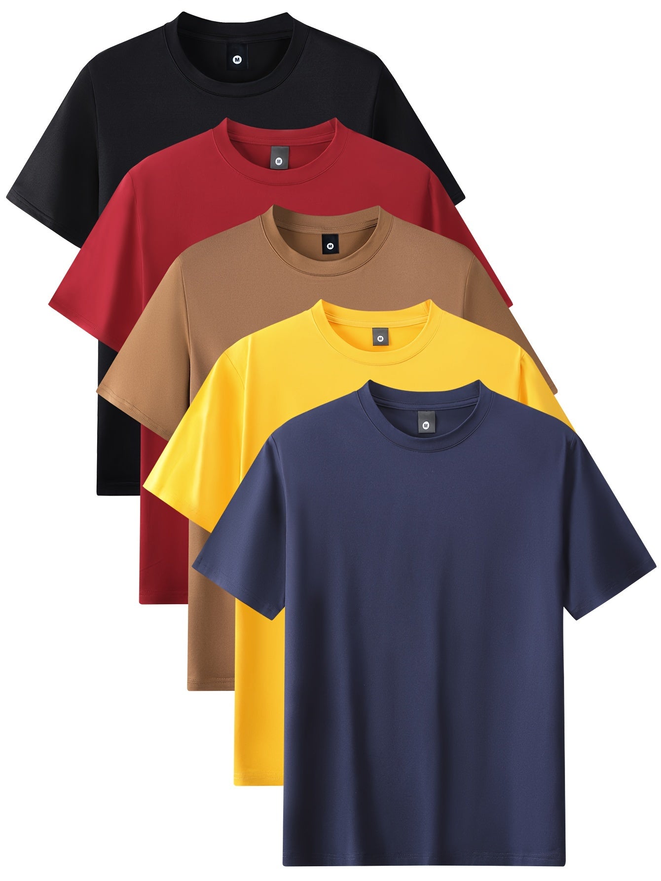 Niels | 5-delig heren sport T-shirt met comfortabele stretch ronde hals