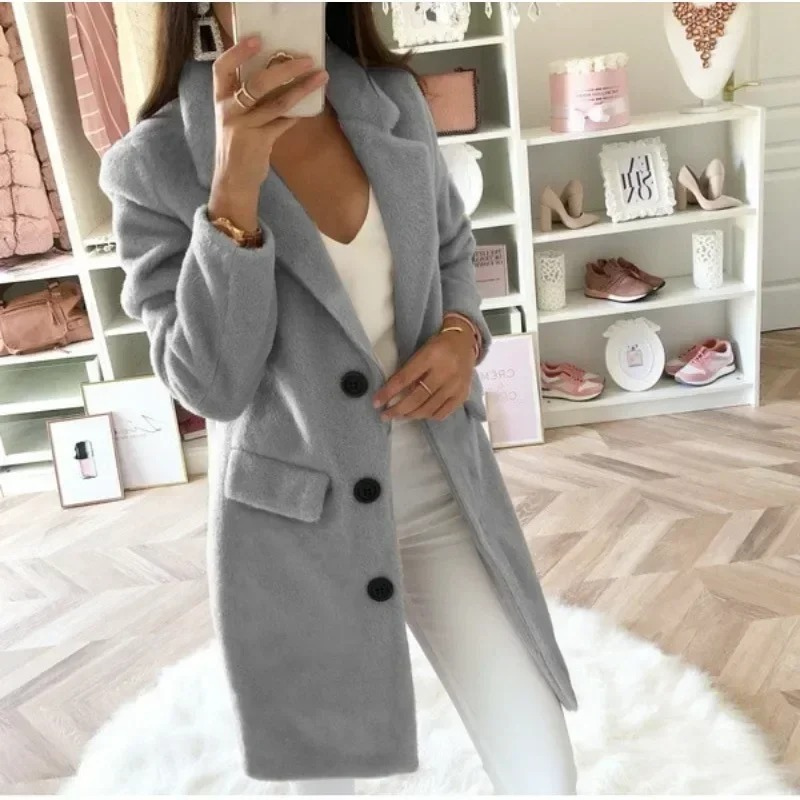 Luxcoat - Warme Trenchcoat Dames met Knoopsluiting en Reverskraag