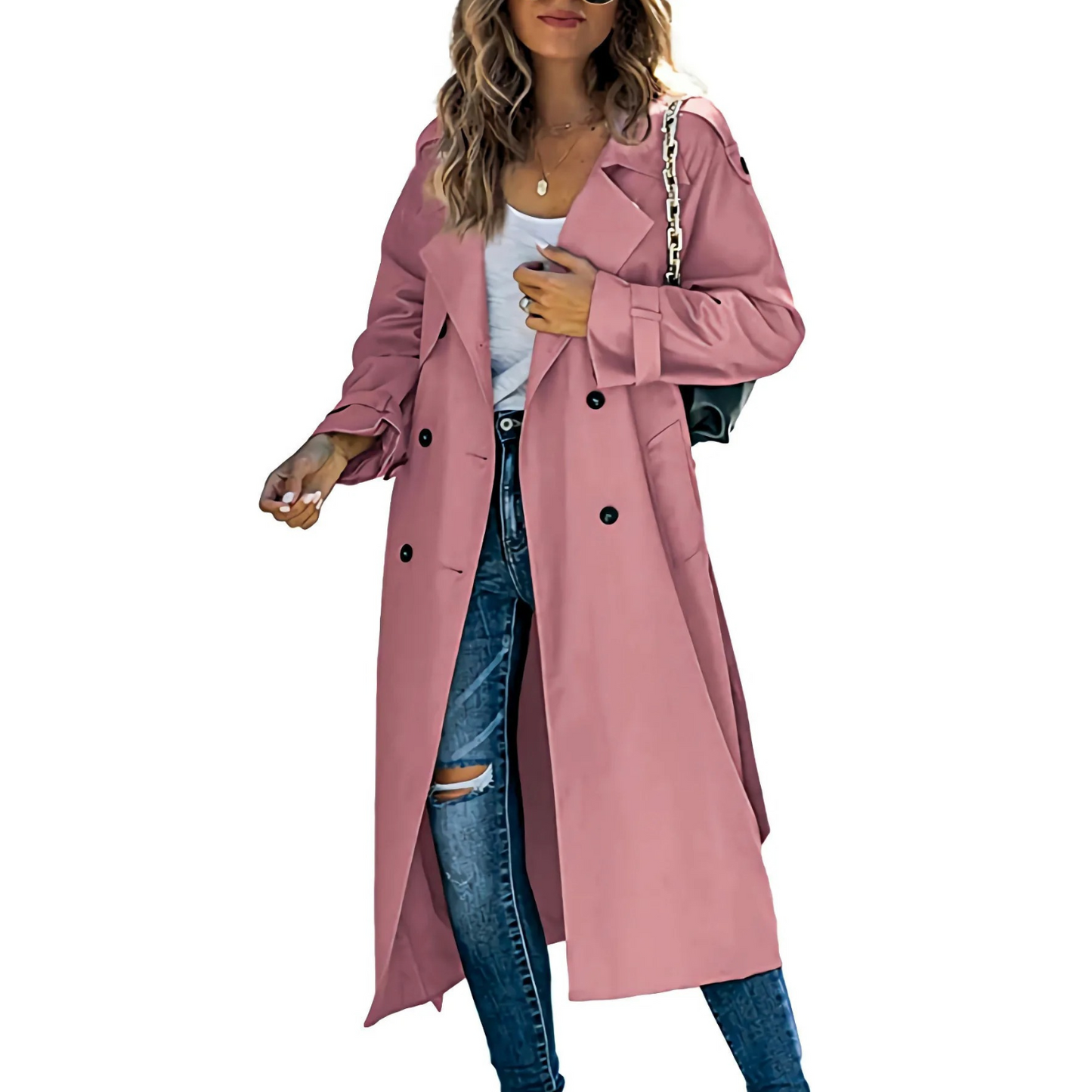 Esme casual trenchcoat met effen kleuren