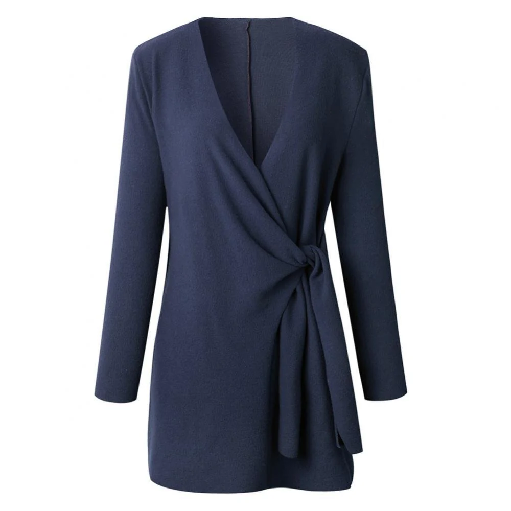 Luxura - Dames Gebreid Vest met Riem - Wikkelontwerp, Lange Mouwen