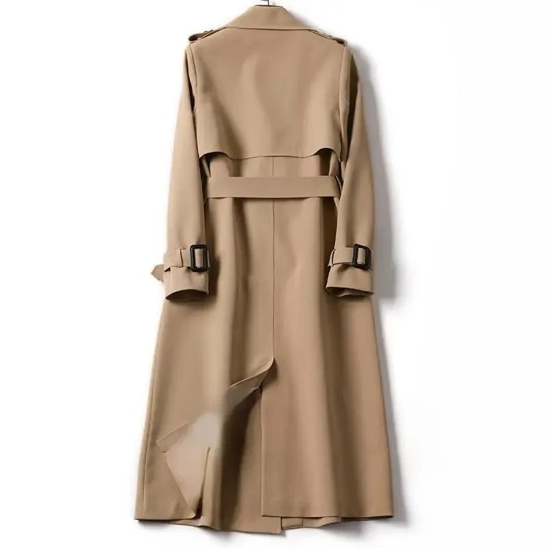 Stylina -  Lange Dubbelrijige Trenchcoat voor Vrouwen - Elegante Trenchcoat met Ceintuur Dames