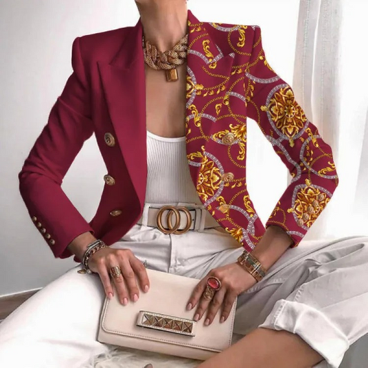 MODA Modeprint dubbelrijige dames blazer revers lange mouw