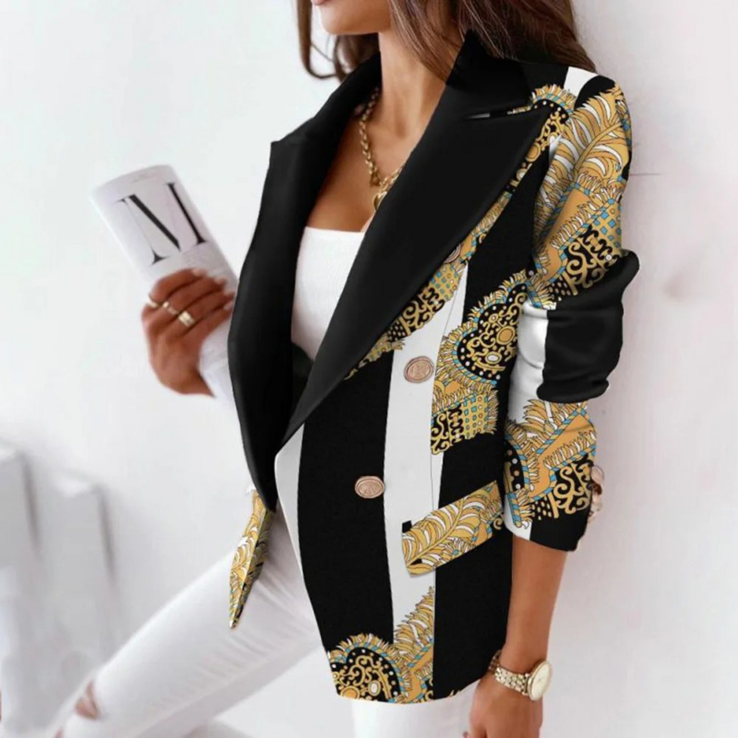 MODA Omslagkraag dames blazer, casual eenvoudige lange mouw coat