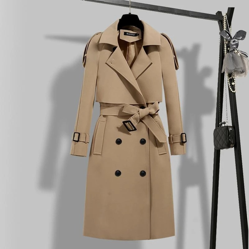 Modvrow - Trenchcoat Dames met Ceintuur en Dubbele Rij Knopen