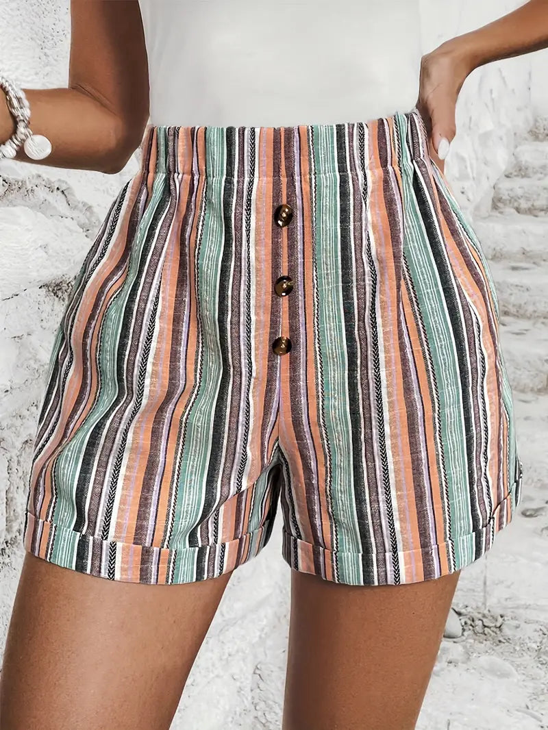 Maggie - High waist shorts met contrasterende strepen