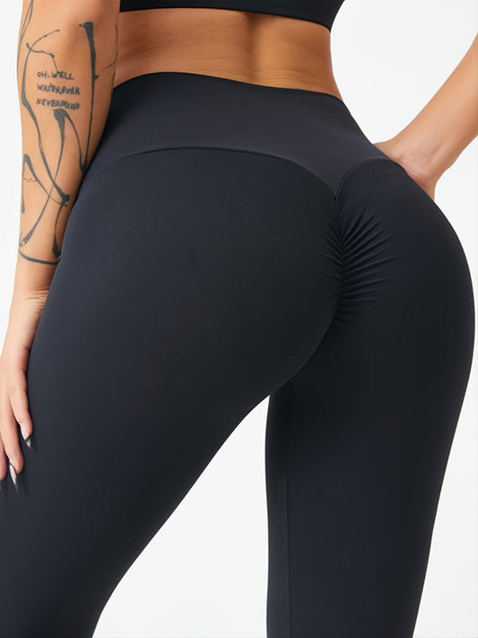 Noa | Zwarte booty scrunch yoga broek met hoge taille