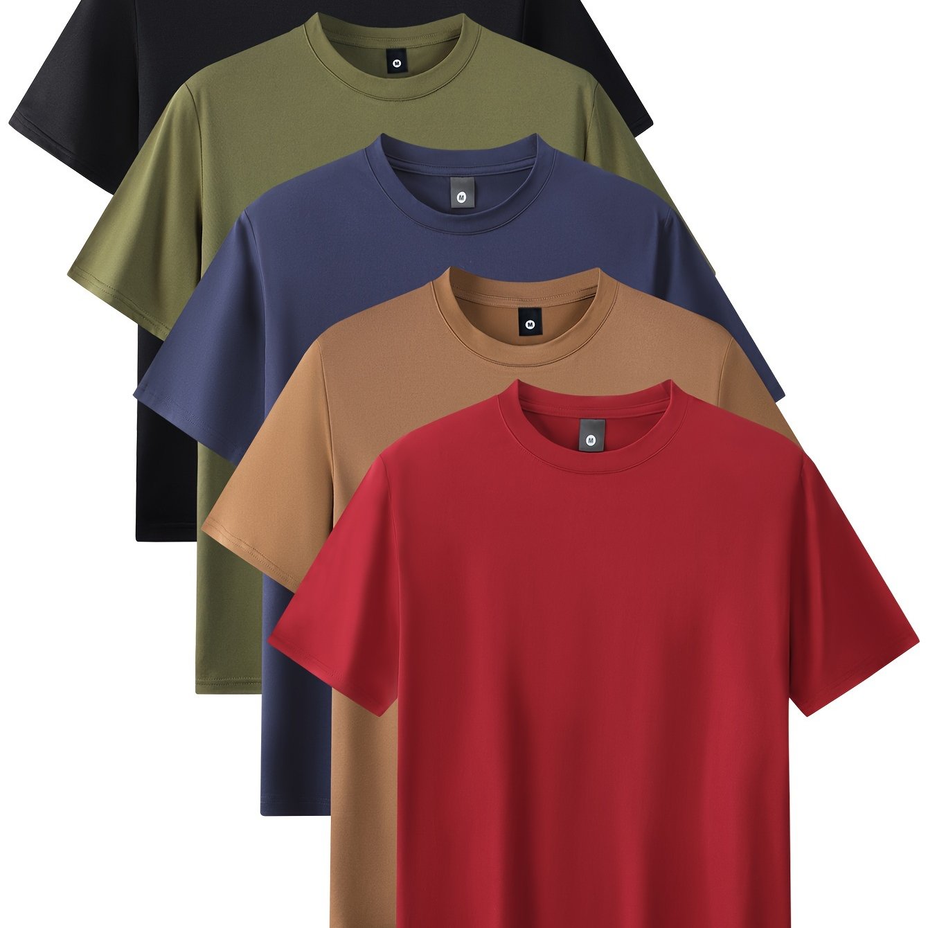 Niels | 5-delig heren sport T-shirt met comfortabele stretch ronde hals