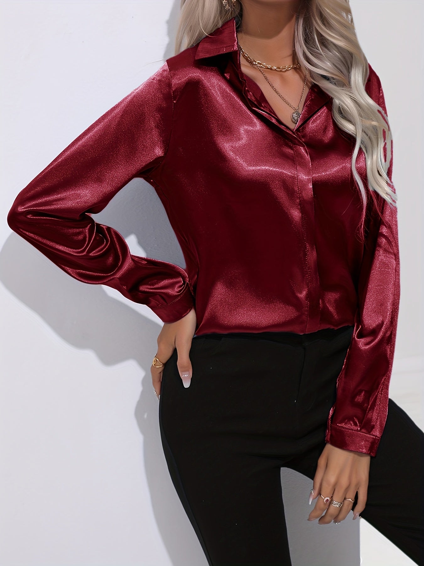 Casual Satijnen Dames Blouse