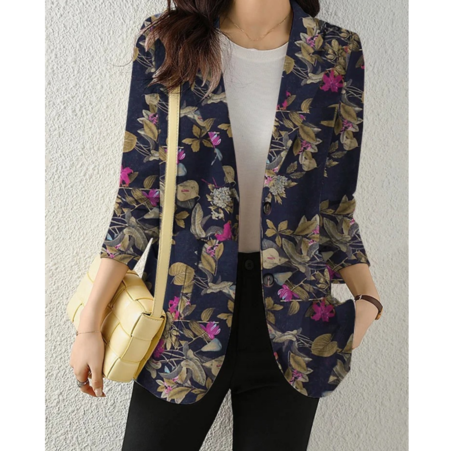 MODA Retro bedrukte dames blazer, casual lange mouw bloemen outerwear