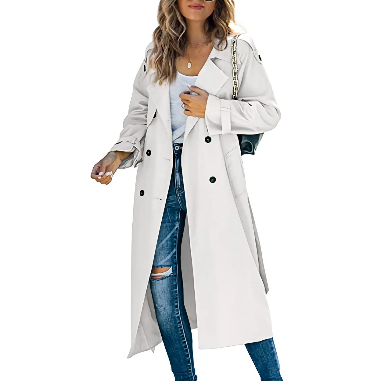 Esme casual trenchcoat met effen kleuren