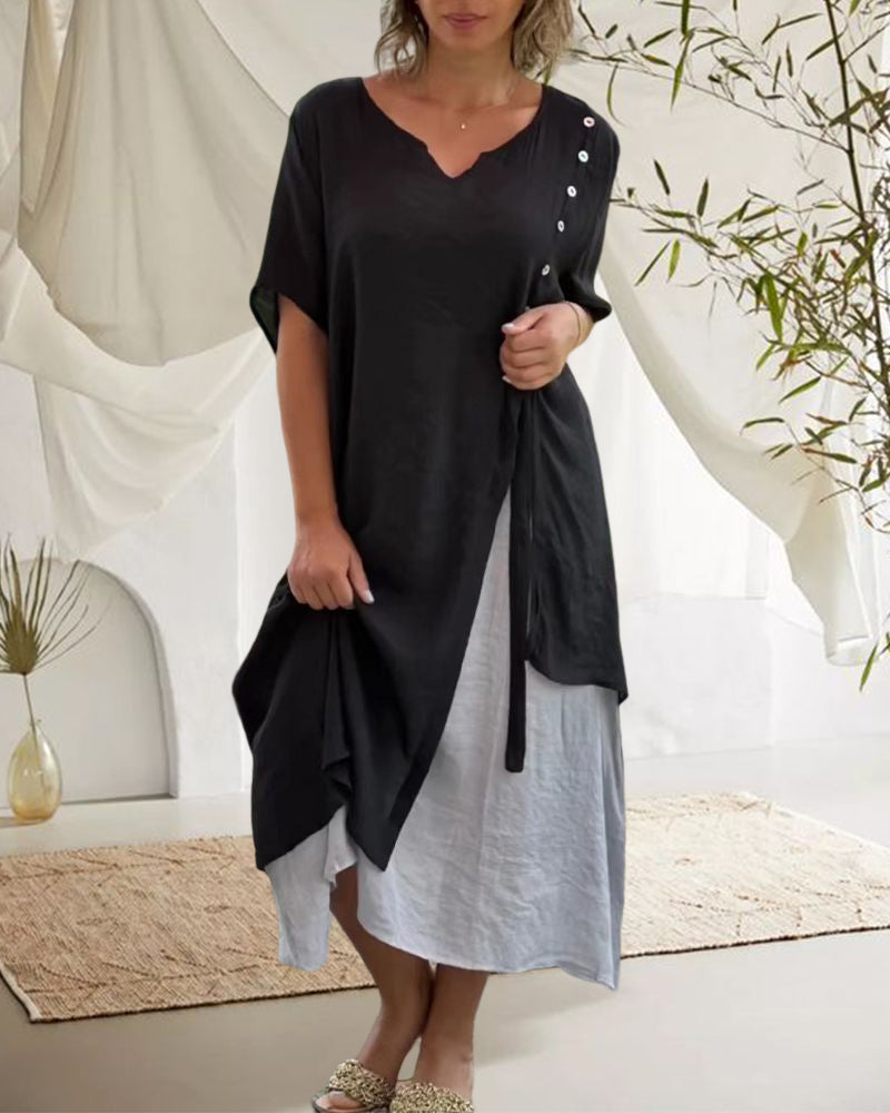 Nienke | Casual asymmetrische jurk met korte mouwen