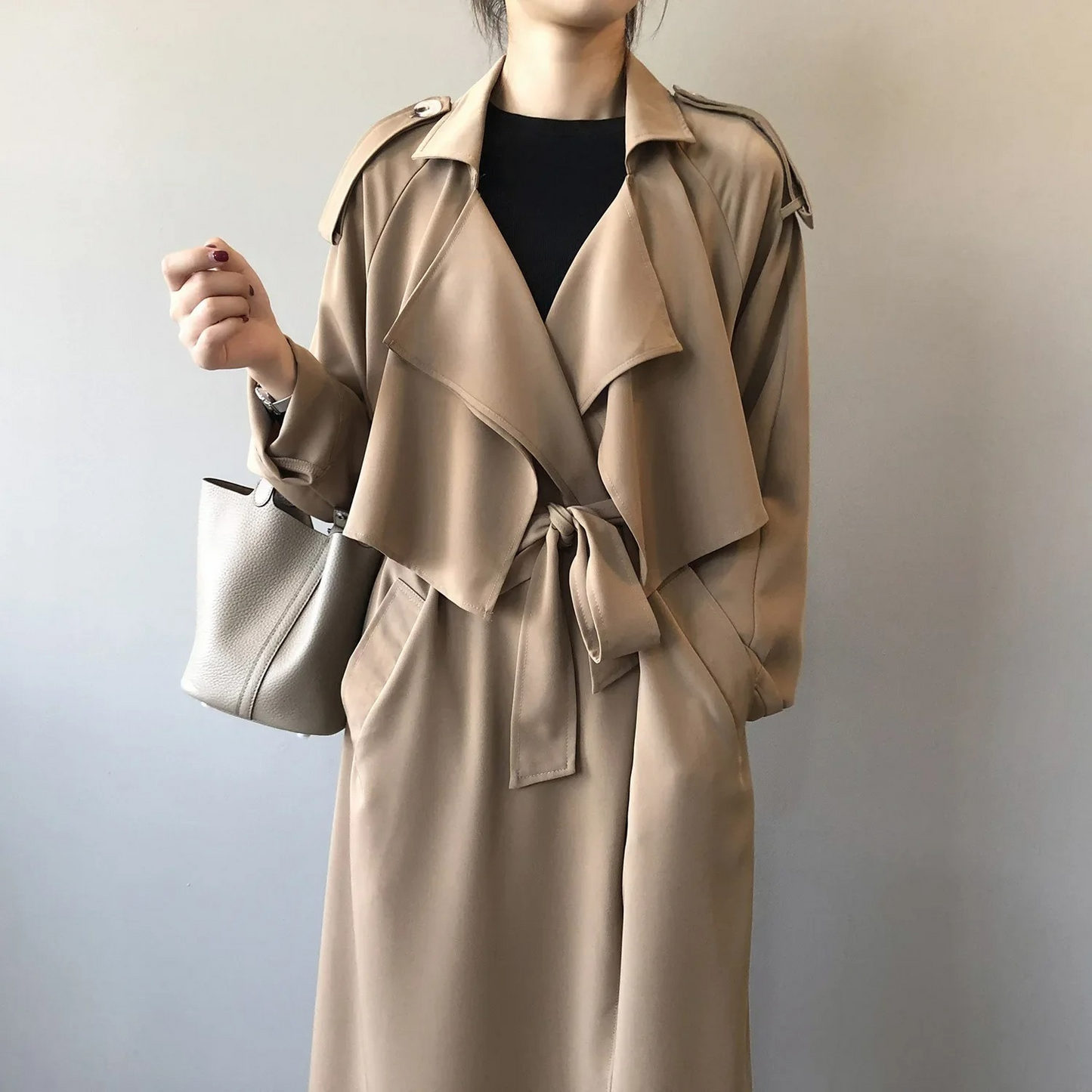 Stijlin - Lichte Trenchcoat Dames, Open Voorkant, Lange Casual Damesjas