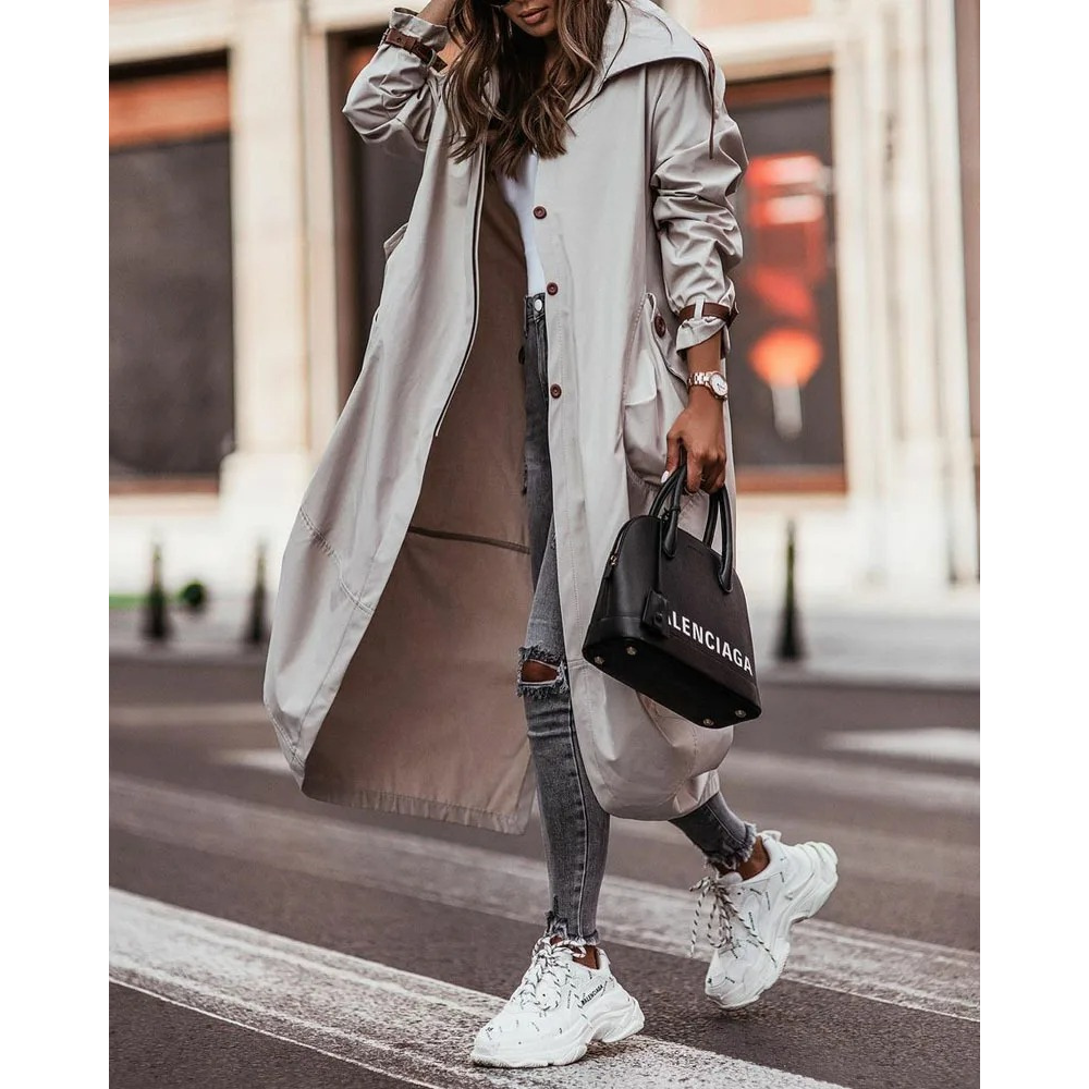 Stylish - Casual Trenchcoat met Capuchon voor Vrouwen - Lichtgewicht Trenchcoat Dames